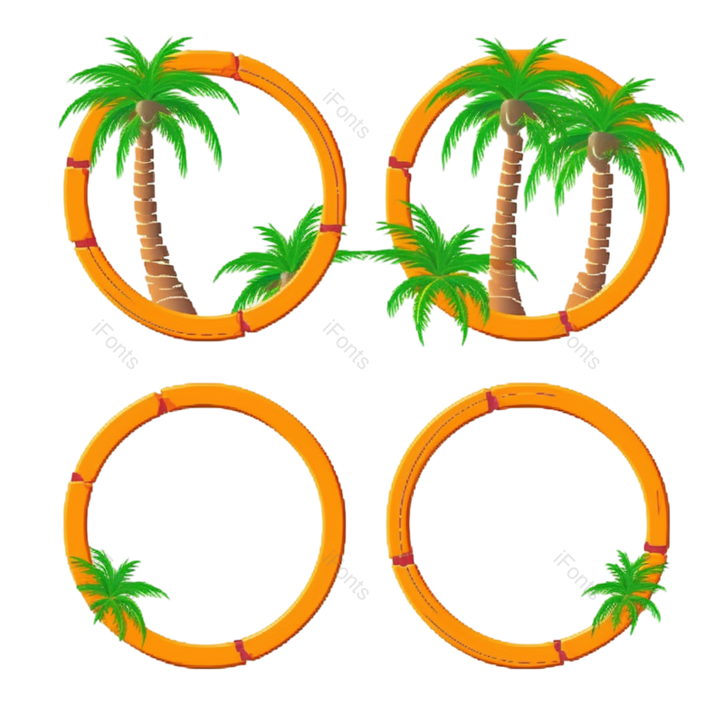 边框图片,创意边框元素,旅游图标PNG,椰子树免抠素材